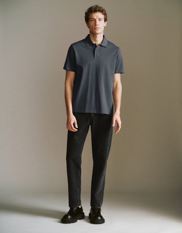 Button Half Placket Straight Polo Shirt - Image 42