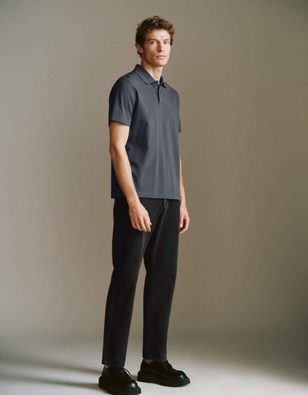 Button Half Placket Straight Polo Shirt - Image 43
