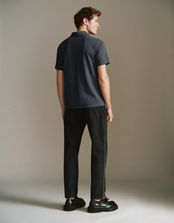 Button Half Placket Straight Polo Shirt - Image 44