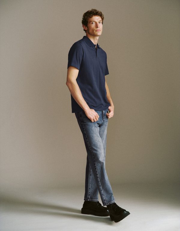 Button Half Placket Straight Polo Shirt - Image 31