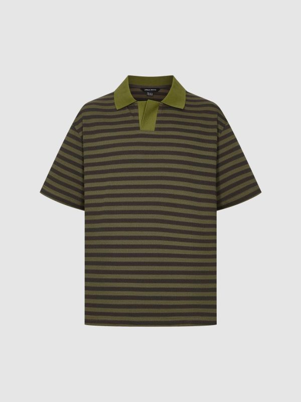Lapel Striped Polo Shirts