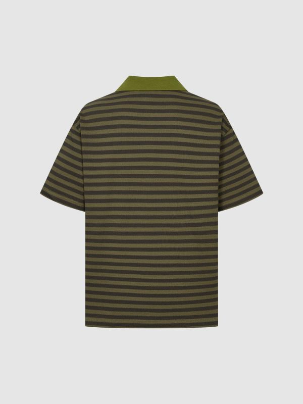 Lapel Striped Polo Shirts - Image 2