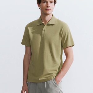 Button Half Placket Knitted Polo Shirt