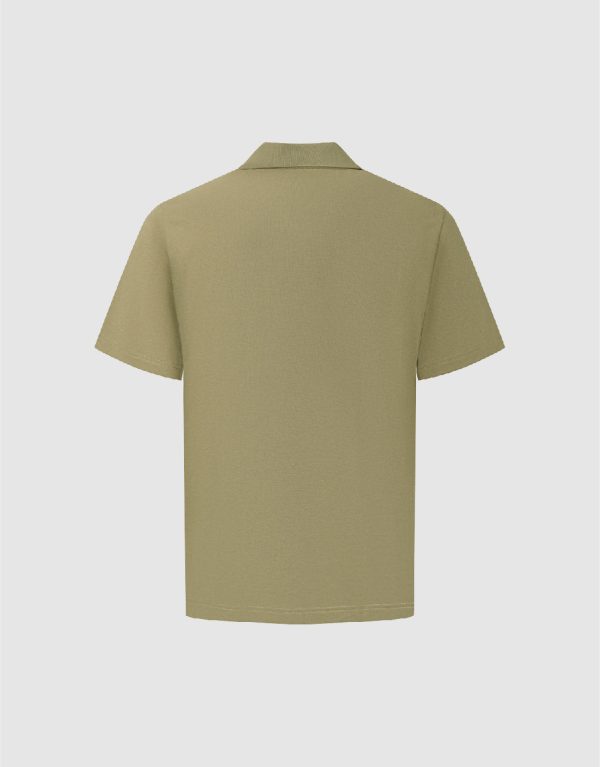 Button Half Placket Knitted Polo Shirt - Image 5