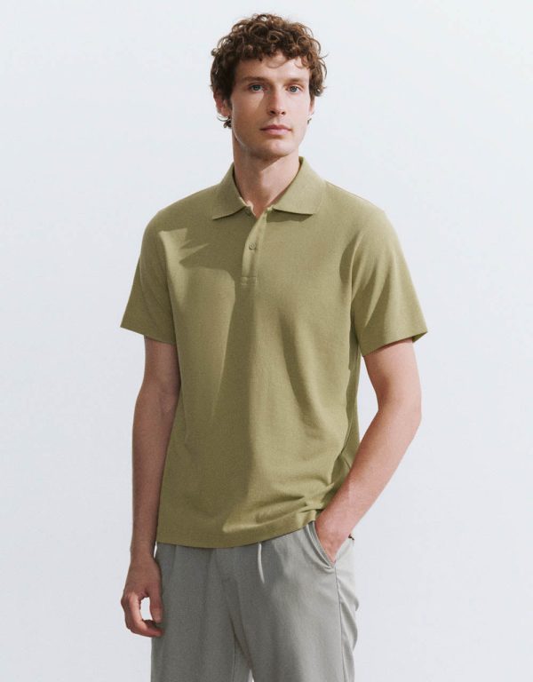 Button Half Placket Knitted Polo Shirt - Image 9