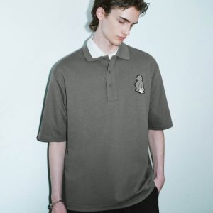 Drop Shoulder Sleeve Polo T-Shirt