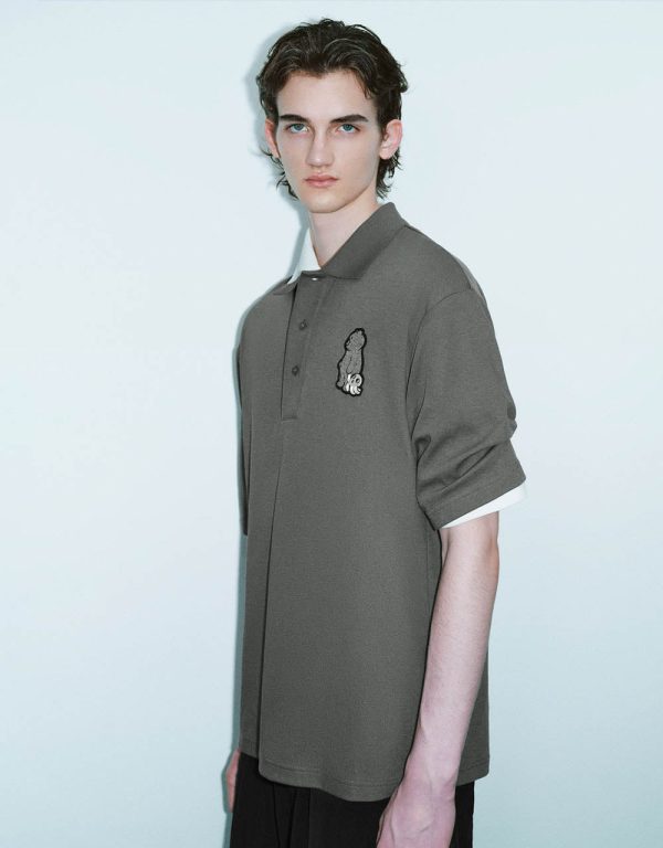 Drop Shoulder Sleeve Polo T-Shirt - Image 3