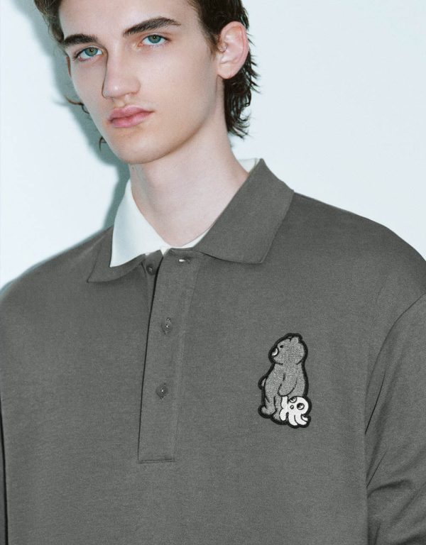 Drop Shoulder Sleeve Polo T-Shirt - Image 4