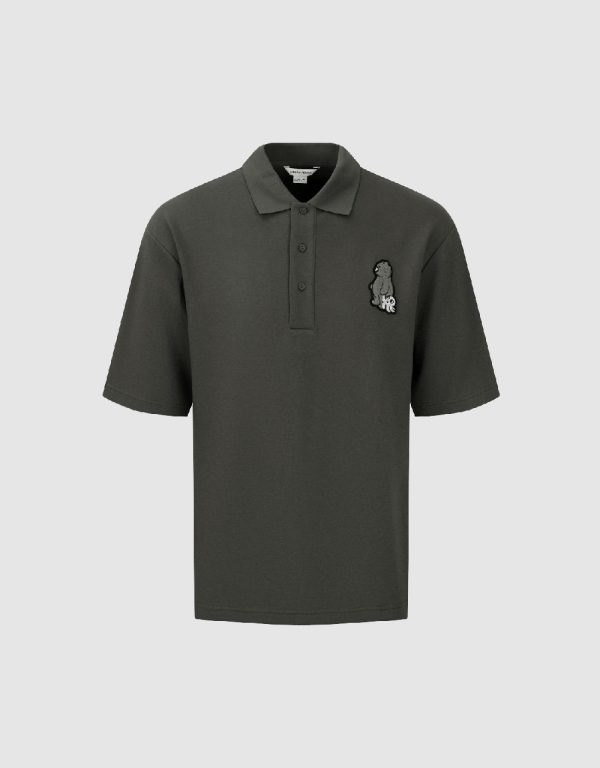 Drop Shoulder Sleeve Polo T-Shirt - Image 2