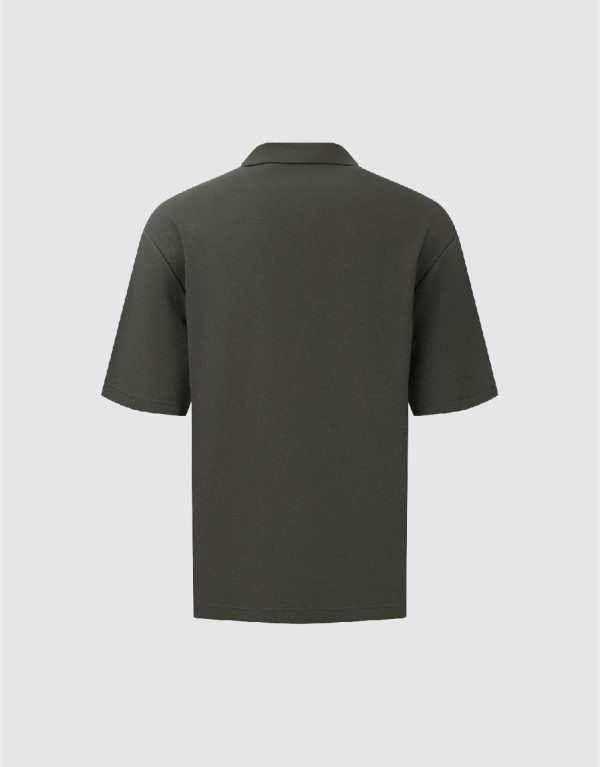 Drop Shoulder Sleeve Polo T-Shirt - Image 5