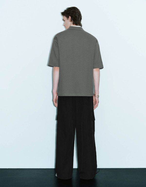 Drop Shoulder Sleeve Polo T-Shirt - Image 6