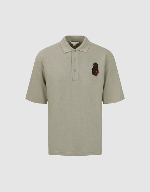 Cartoon Embossed Loose Polo Shirt - Image 2