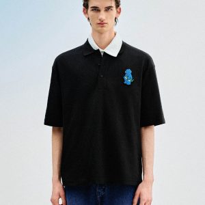 Embossed Loose Polo Shirt