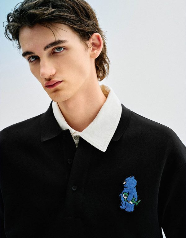Embossed Loose Polo Shirt - Image 4