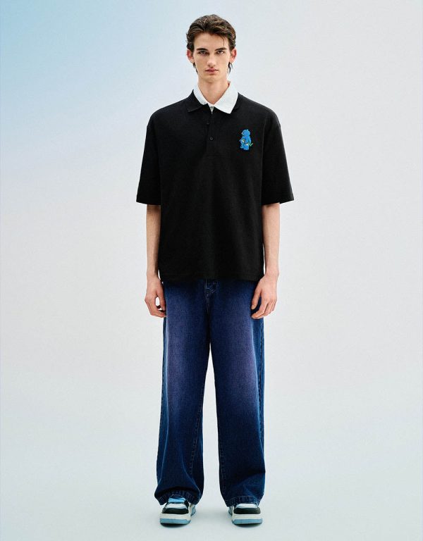 Embossed Loose Polo Shirt - Image 8