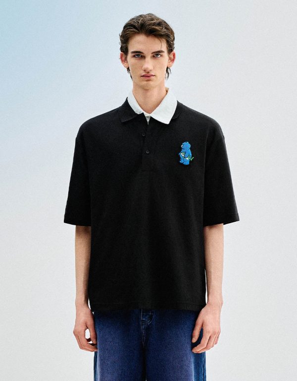 Embossed Loose Polo Shirt - Image 9